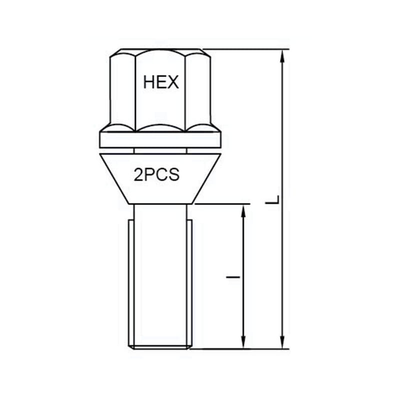 Болт крепления колеса PCD Ball‑Seat WF-B014 Болт крепления колеса PCD Ball‑Seat WF-B014